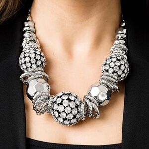 Bold Silver and Black Statement Necklace